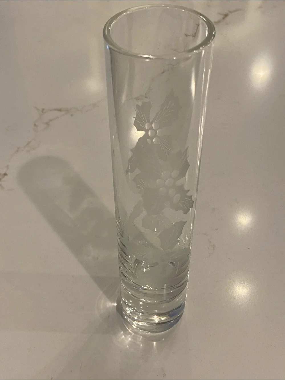 Etched Glass Vase Set Of Two Clear Floral Embossed Bud Vases Vintage 1960’s